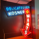 Neon Sign advertising Delicatessen Kosher Meats